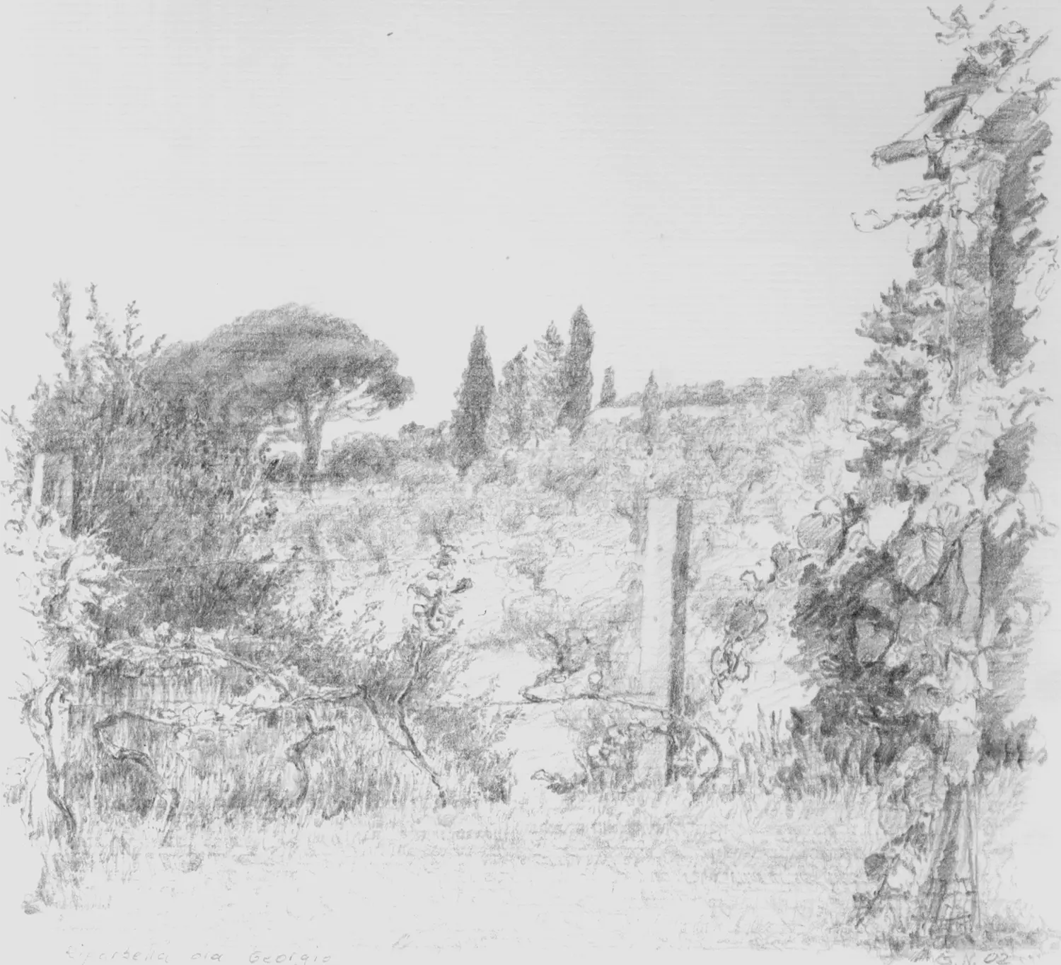 ´Riparbella da Giorgio´ (Toskana) Bleistiftzeichnung