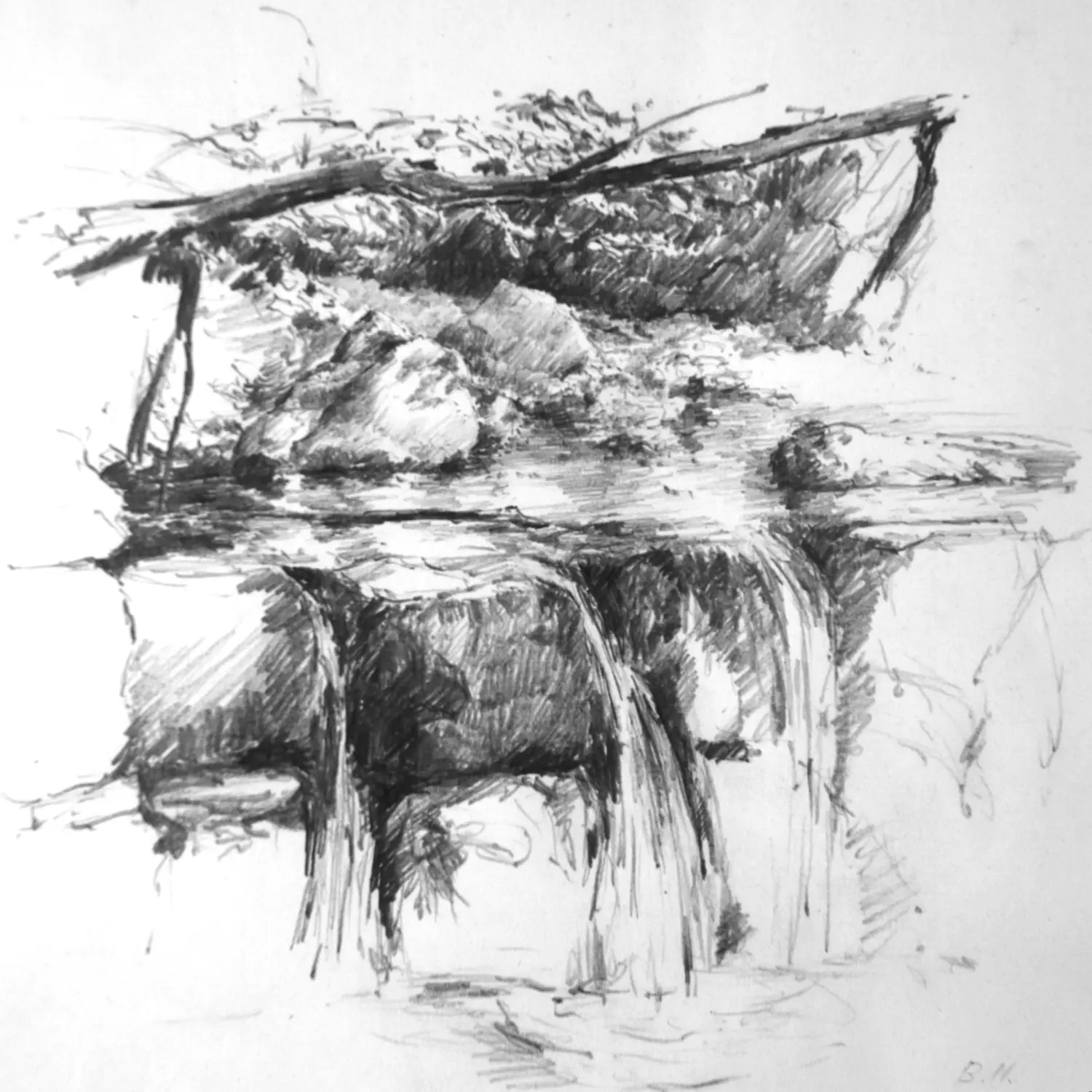 ´Steinebach´ (Penzberg) Bleistiftzeichnung  21x21cm