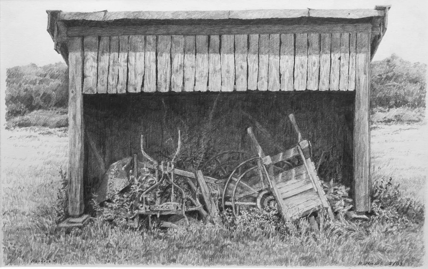 ´Geräte im Schuppen´ (Bernried) Bleistiftzeichnung