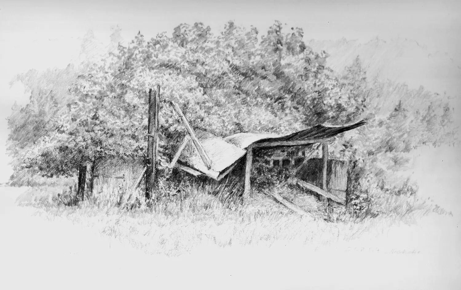 ´Blechdach´ (Ilkahöhe) Bleistiftzeichnung 19,0x28,3cm