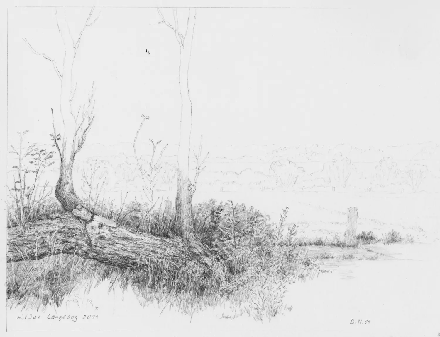 ´am Rollfeld´ (Langeoog)  Bleistiftzeichnung