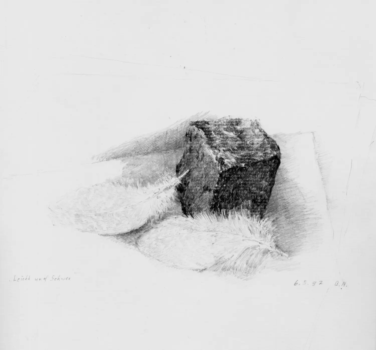 ´Stein + Feder I´ (Bernried) Bleistiftzeichnung