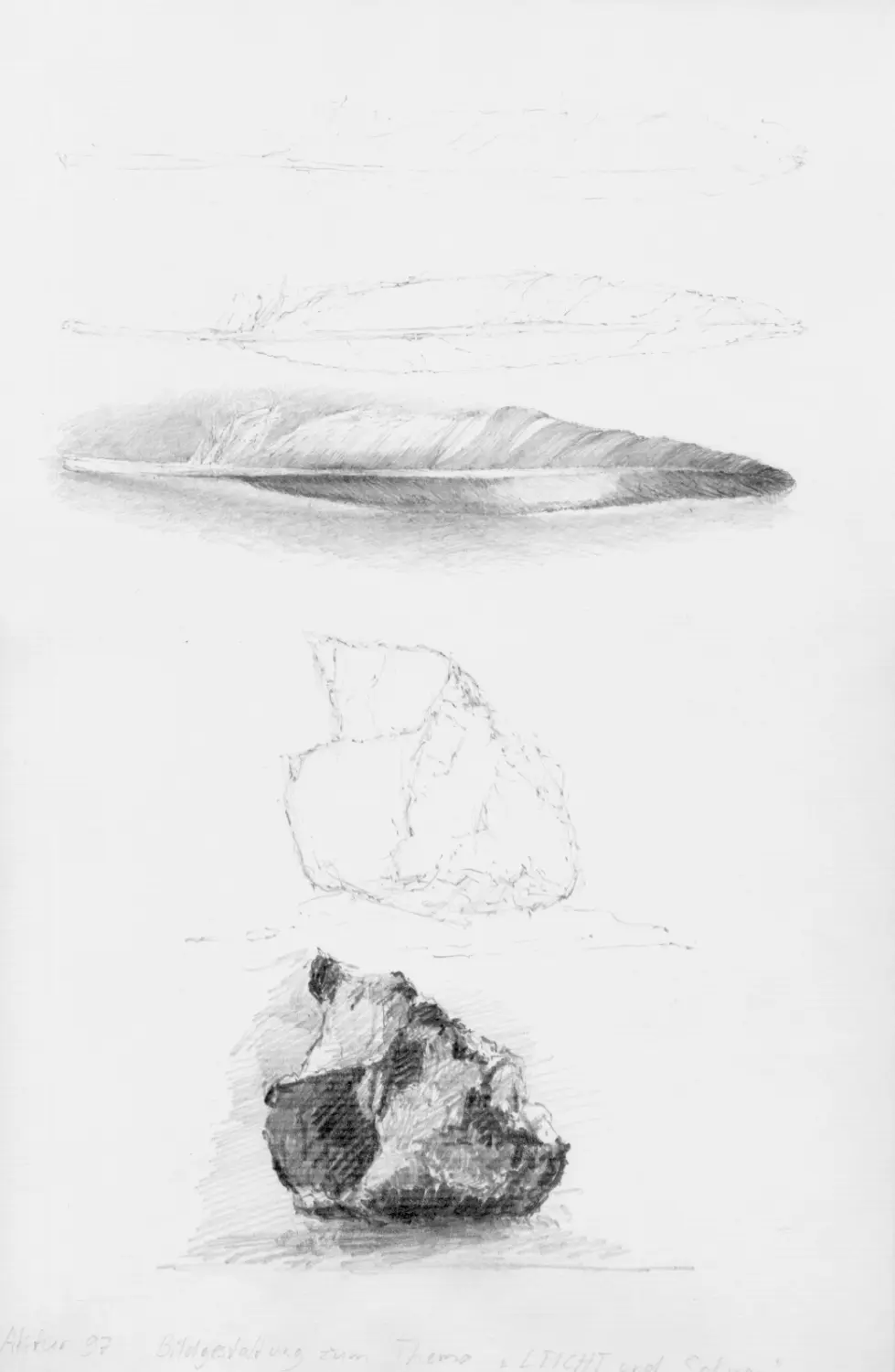 ´Stein + Feder III´ (Bernried)  Bleistiftzeichnung