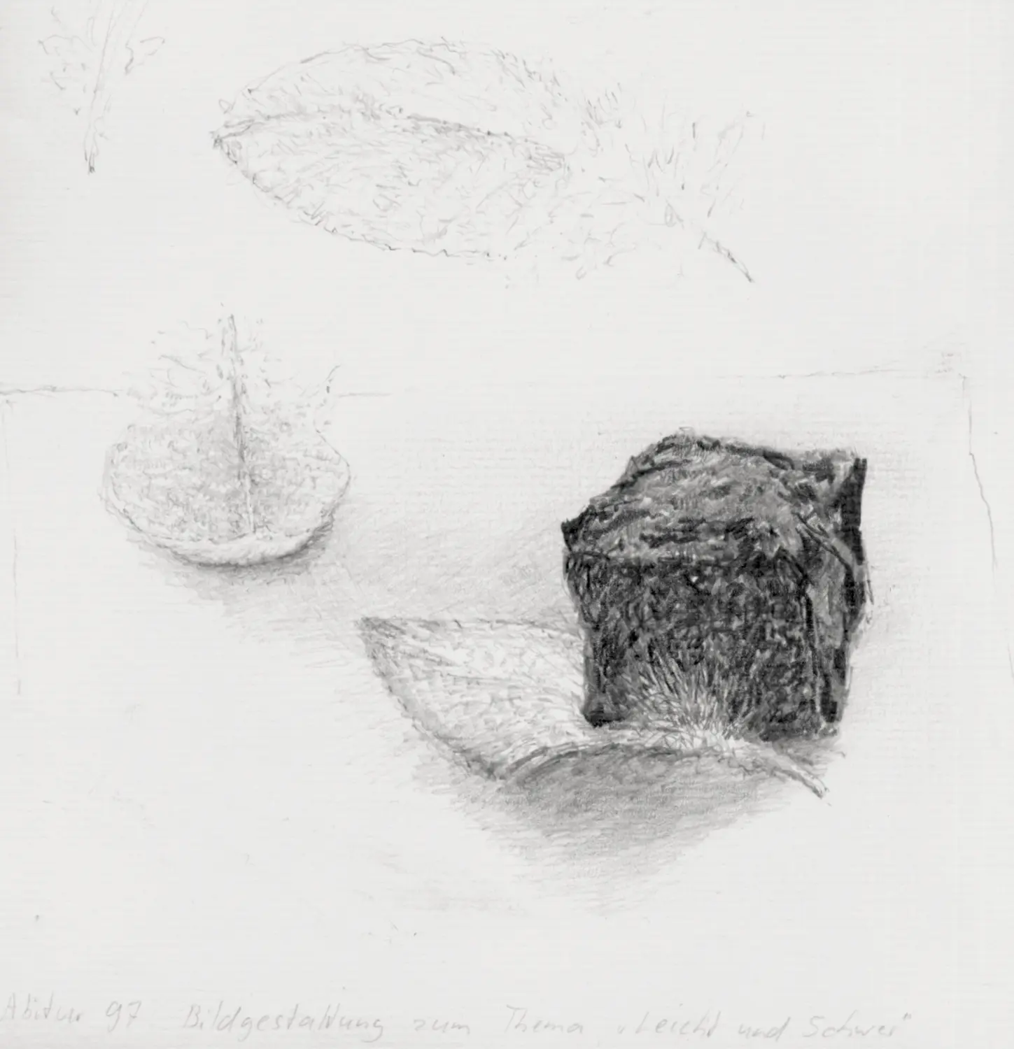 ´Stein + Feder II´  (Bernried) Bleistiftzeichnung