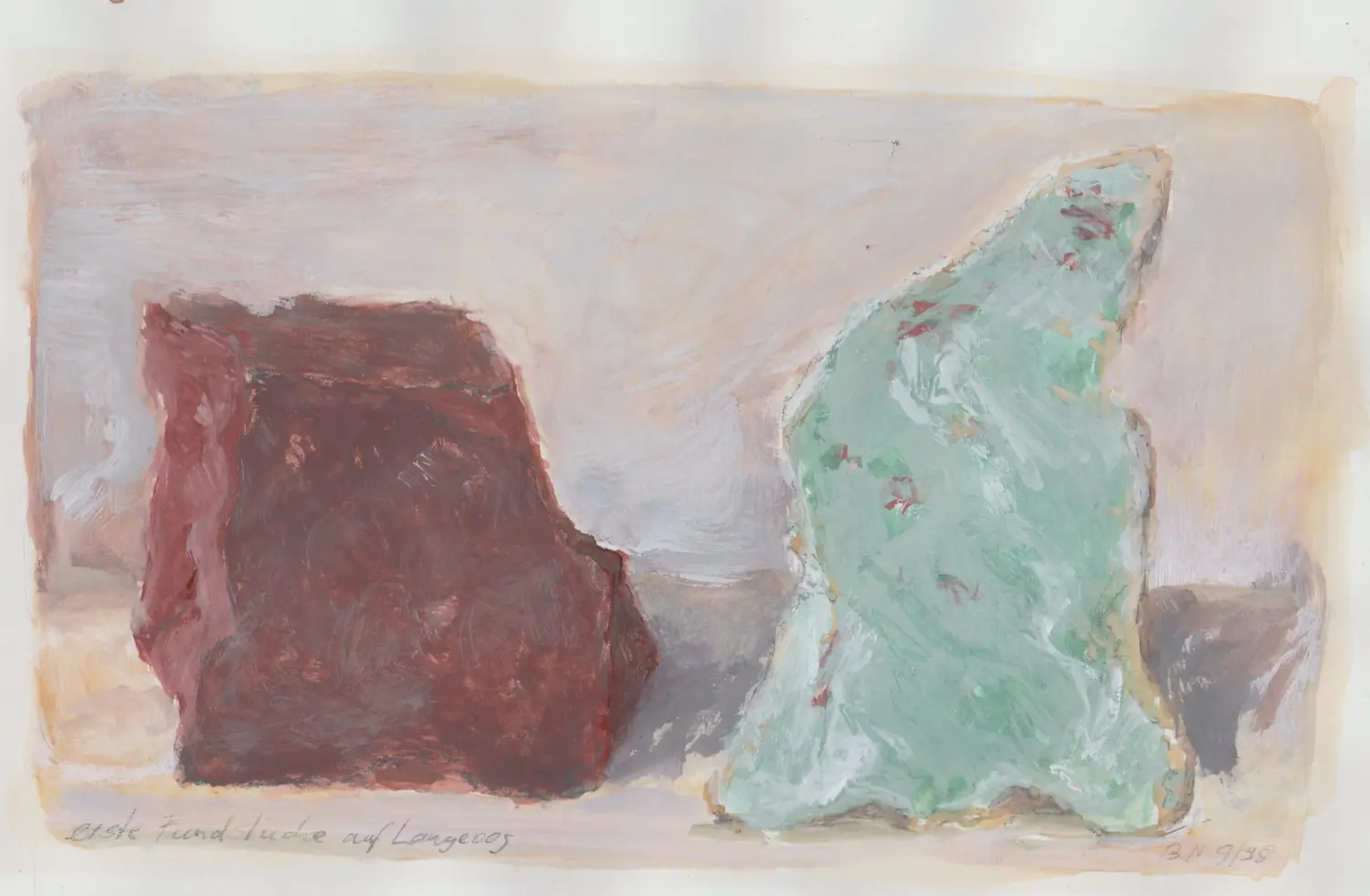 ´2 Fundstücke´(Langeoog) Gouache auf Papier 26x18cm