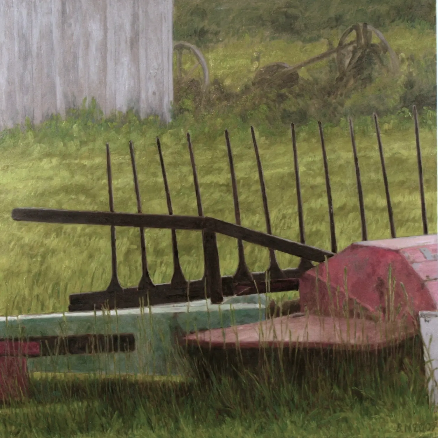 ´gemähte Wiese´, Öl auf Lwd. 150x150cm