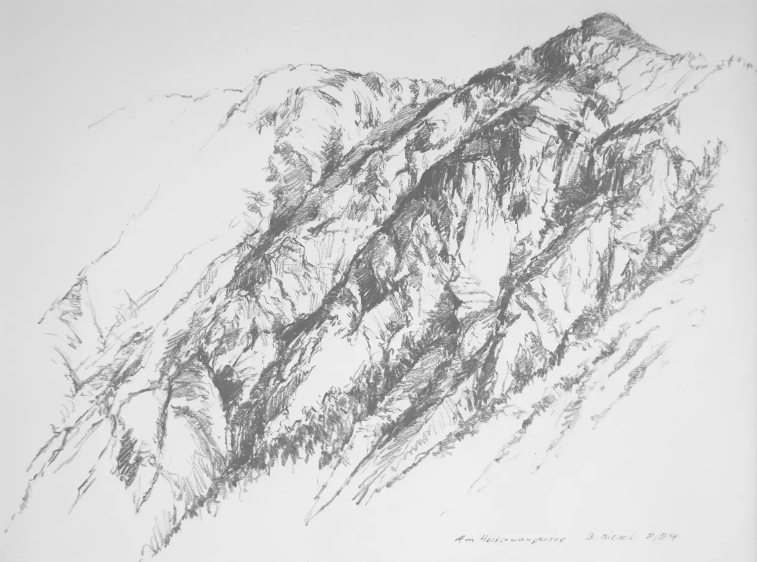 13 ´Bergwand´ (Heiterwang) Bleistiftzeichnung