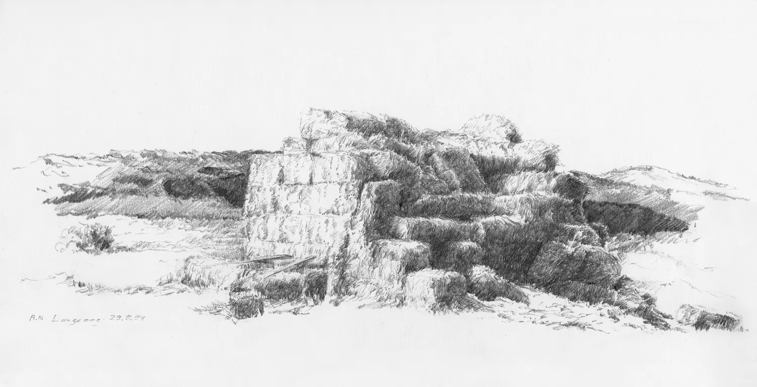 09 ´Strohballenhaufen´ (Langeoog) Bleistiftzeichnung